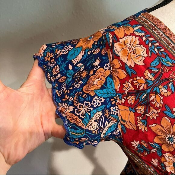 Fake wrap floral mini dress with short sleeves - Picture 5 of 11